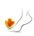 Woman barefoot with flower logo Royalty Free Stock Photo