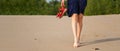 Woman barefoot on sand Royalty Free Stock Photo