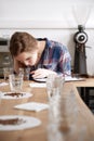 Woman barista at coffee cupping