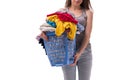 The woman with basket of clothing for laundry Royalty Free Stock Photo