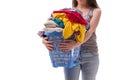 The woman with basket of clothing for laundry Royalty Free Stock Photo