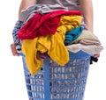 Woman with basket of clothing for laundry Royalty Free Stock Photo