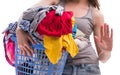 Woman with basket of clothing for laundry Royalty Free Stock Photo