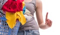 Woman with basket of clothing for laundry Royalty Free Stock Photo