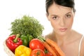 Woman with basket with vegetables