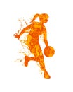 Woman basketball player. Vector splash paint Royalty Free Stock Photo
