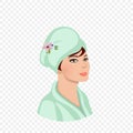 Woman in Bath Robe Wrap in Towel Turban on Head