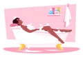 Woman bathing semi flat RGB color vector illustration