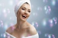 Woman with bathtowel Royalty Free Stock Photo