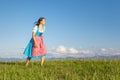 Woman in bavarian traditional dirndl