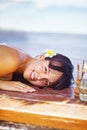 Woman at beach spa Royalty Free Stock Photo