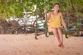 Woman in beach swing Royalty Free Stock Photo