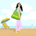 Woman on the Beach vector illustration Royalty Free Stock Photo