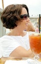Woman At Beachside Bar and Restaurant Royalty Free Stock Photo