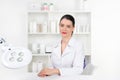 Woman beautician doctor at work in spa center. Portrait of a you Royalty Free Stock Photo