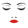 Woman beautiful closed eyes. vector