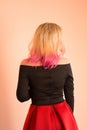 Girl with pink hairstyle in prom dress Royalty Free Stock Photo