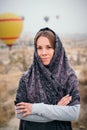 Woman with beautiful eyes and mehendi tattoo in Cappadocia Royalty Free Stock Photo