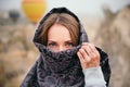 Woman with beautiful eyes and mehendi tattoo in Cappadocia Royalty Free Stock Photo