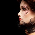 Woman beautiful halloween vampire baroque aristocrat Royalty Free Stock Photo