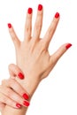 Woman with beautiful manicured red fingernails Royalty Free Stock Photo