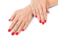 Woman with beautiful manicured red fingernails Royalty Free Stock Photo