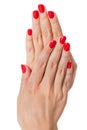 Woman with beautiful manicured red fingernails Royalty Free Stock Photo