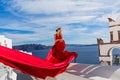 Woman in a beautiful red dress