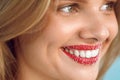 Woman With Beautiful Smile, Sugar Lip Scrub On Lips. Beauty Face