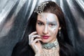 Woman beauty face silver art make up Royalty Free Stock Photo
