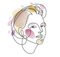 Woman beauty face vector linear illustration, delicate line art of attractive girl portrait, abstract feminine drawing minimal