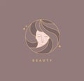 Woman beauty fashion template logo. Royalty Free Stock Photo