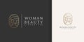Woman beauty logo with golden creative line art style Premium Vector part 2 Royalty Free Stock Photo