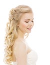 Woman Beauty Makeup Long Hair, Young Girl with Blond Curly Hairs Royalty Free Stock Photo