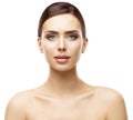 Woman Beauty Portrait, Natural Lips Eyes Face Makeup, Skin Care