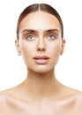 Woman Beauty Portrait, Natural Lips Eyes Makeup, Face Skin Care