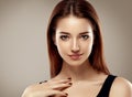 Woman beauty portrait studio closeup with healthy skin