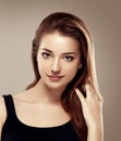 Woman beauty portrait studio closeup with healthy skin