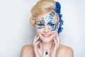 Woman blue art make up Royalty Free Stock Photo