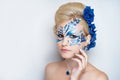 Woman blue art make up Royalty Free Stock Photo