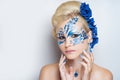 Woman blue art make up Royalty Free Stock Photo