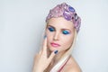 Woman blue pink make up Royalty Free Stock Photo