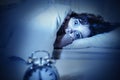 Woman in bed with eyes opened suffering insomnia and sleep disorder Royalty Free Stock Photo