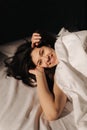Woman in bed during morning Royalty Free Stock Photo
