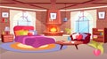 Woman bedroom interior flat vector illustration