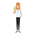 Woman with beer bottle Royalty Free Stock Photo