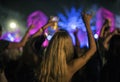 Woman with Beers Enjoying Music Festival Royalty Free Stock Photo