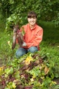 Woman with beetroot harvest Royalty Free Stock Photo