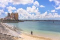 Woman from behind on the Beach in the vicinity of the American Village in Chatan City of Okinawa