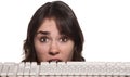 Woman Behind Keyboard Royalty Free Stock Photo